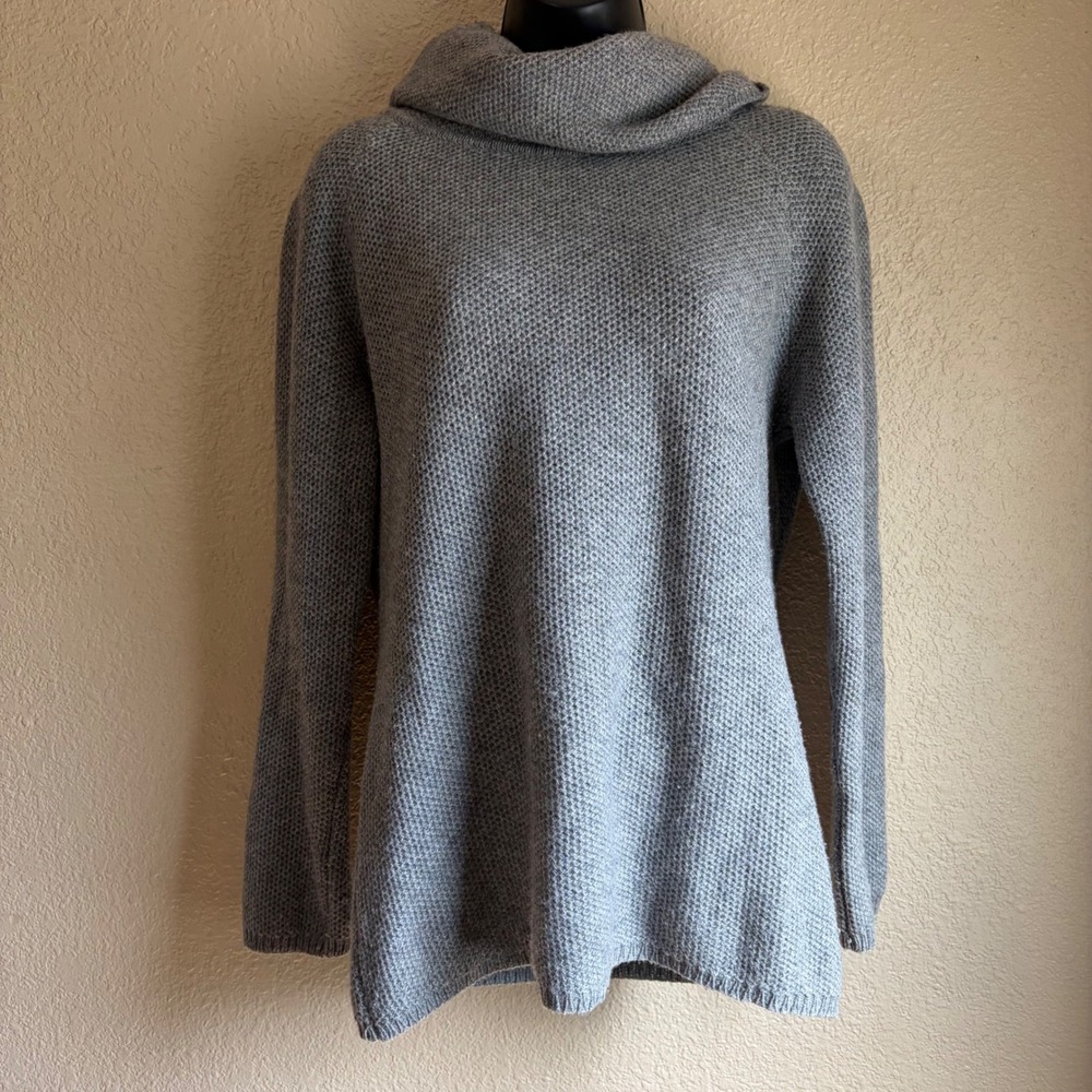 Benedetta B. Gray Merino Wool Cashmere Cowl Neck Sweater Made in Italy Size M